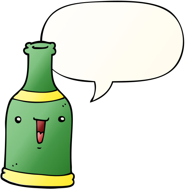 卡通啤酒瓶与语音气泡平滑渐变风格图片下载