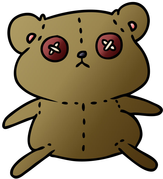 手绘梯度卡通可爱的泰迪熊图片下载