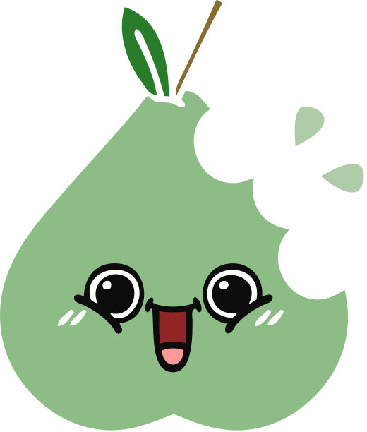 平面颜色复古卡通的绿色梨图片下载