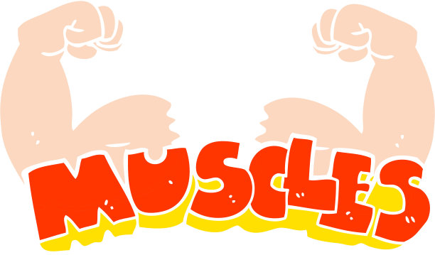 肌肉符号的平面彩色插图图片下载