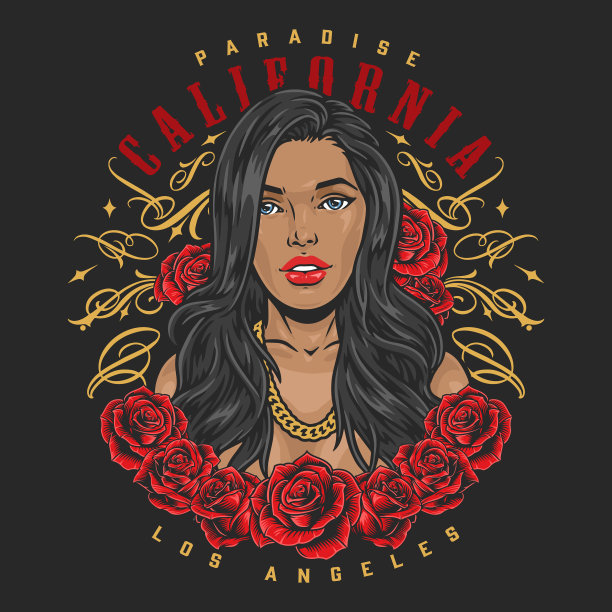 女孩与玫瑰彩色传单图片下载