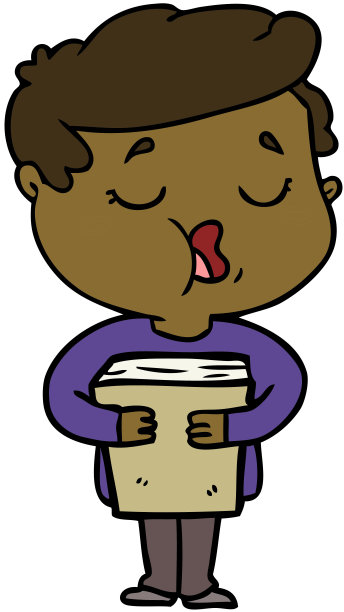 卡通男人拿着书唱歌图片下载