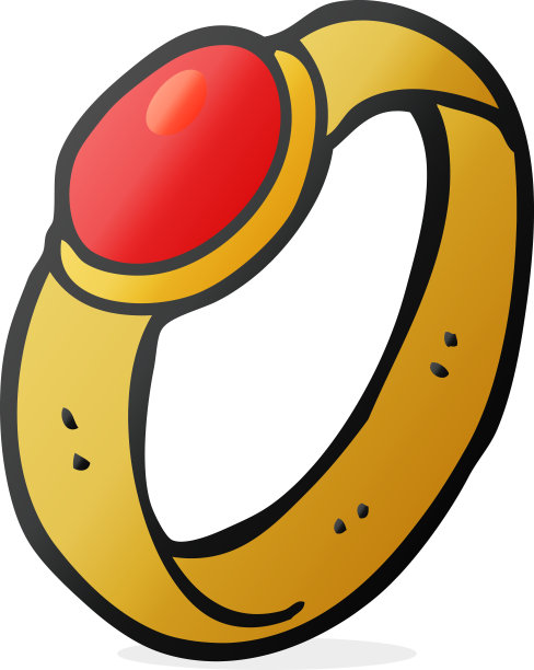 手绘卡通红宝石戒指图片下载