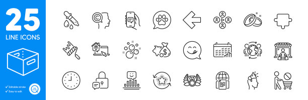 大纲图标设置时钟工作家庭和市场图片下载