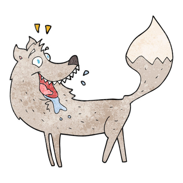 手绘纹理卡通狼图片下载