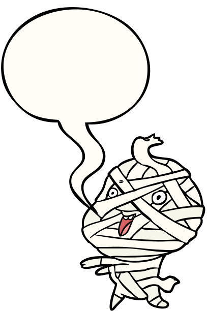 可爱的卡通万圣节木乃伊说话泡泡图片下载