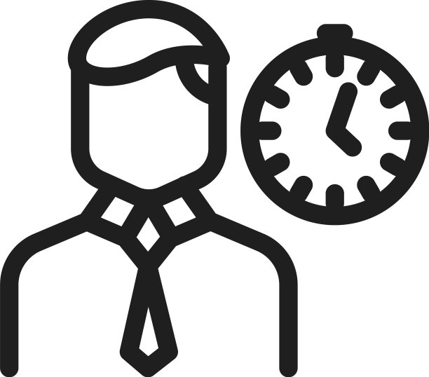 经理和时钟图标工作时间线性符号图片下载