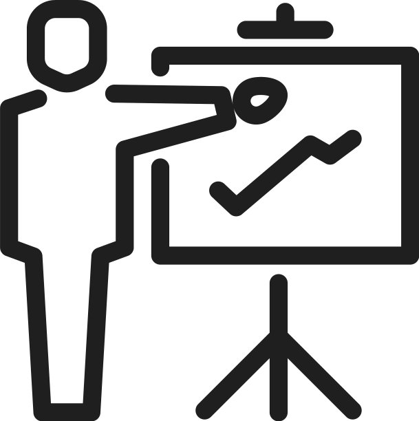 商务演示图标，男人展示统计数据图片下载