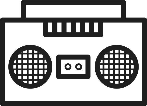 磁带录音机线性图标复古boom box图片下载