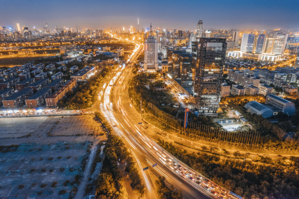 天津高架桥夜间航拍图片下载