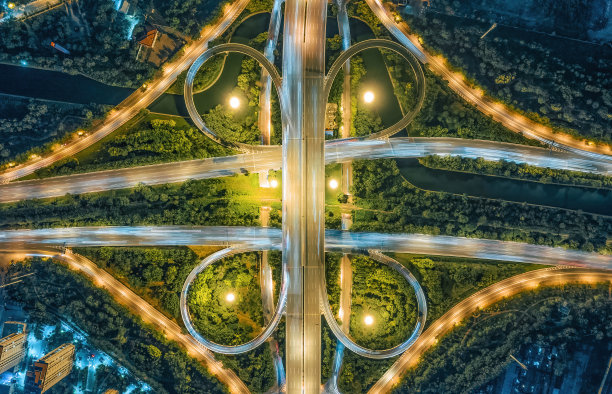 天津高架桥夜间航拍图片下载