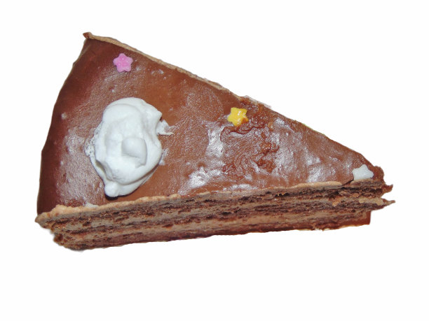 白色背景上的一块巧克力蛋糕图片下载