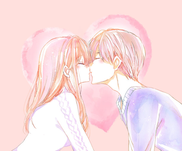 男人和女人在冬天接吻图片下载