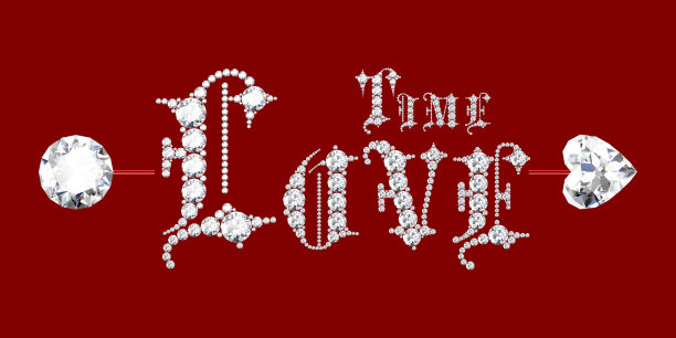 文字来自钻石时光之爱(高分辨率3D图像)3D渲染，图片下载