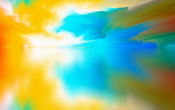 超现实的湖泊景观。魔幻抽象世界。三维演示图片下载