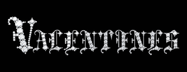 文字来自钻石情人节(高分辨率3D图像)3D渲染，图片下载