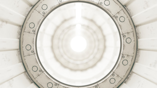 技术抽象背景。透过玻璃看里面的走廊或隧道看起来很模糊。图片下载