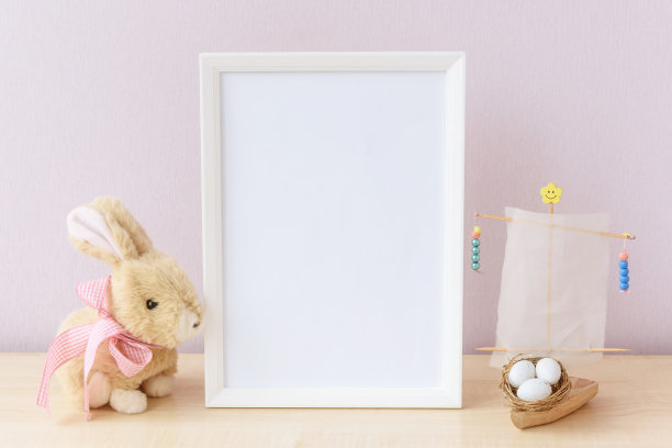 复活节模型垂直白色框架兔图片下载