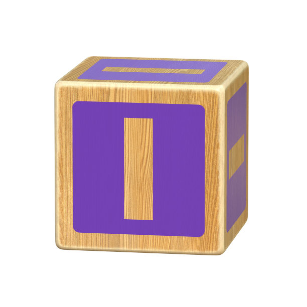 字母I，木制块字体学步，木制字母块，ABC蒙特梭利堆叠字母学前学习玩具-幼儿园阅读，3d渲染图片下载