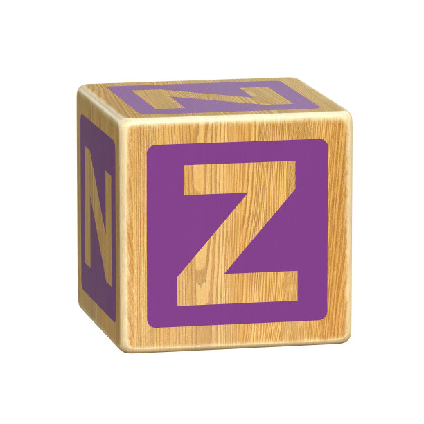 字母Z，木制块字体学步，木制字母块，ABC蒙特梭利堆叠字母学前学习玩具-幼儿园阅读，3d渲染图片下载