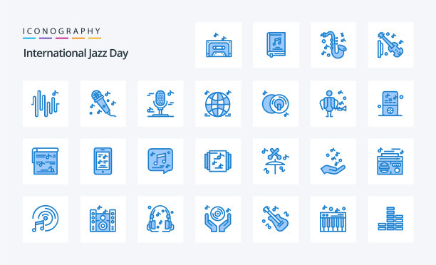 25国际爵士日蓝色图标包图片下载
