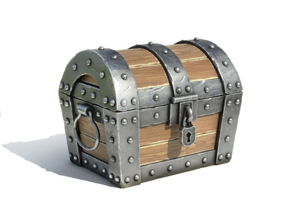 锁定的宝藏箱在白色背景3d渲染图片下载