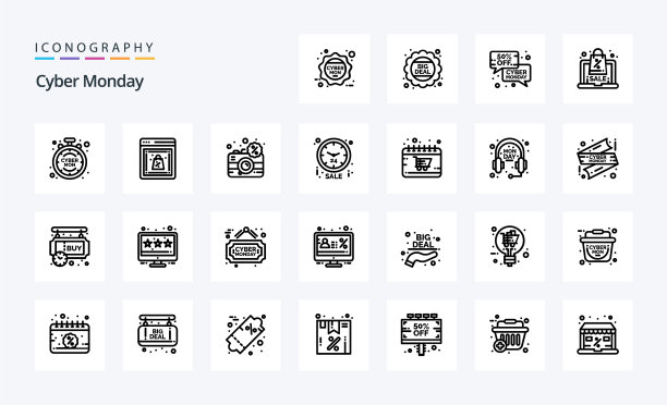 25个网络星期一线路图标包图片下载
