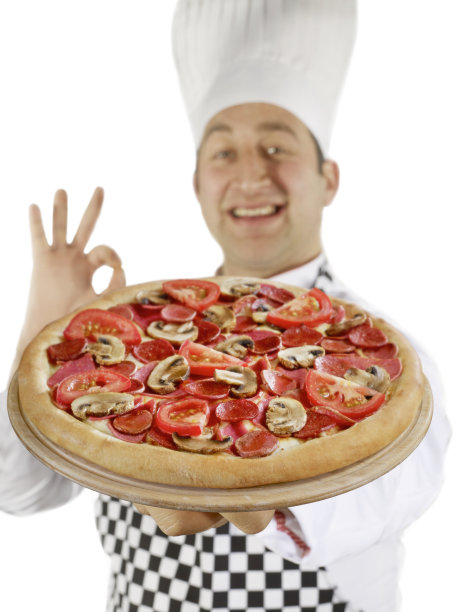 意大利厨师献披萨图片下载