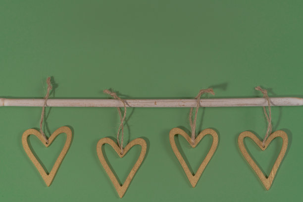 绿色背景与乡村的树枝和心脏图片下载