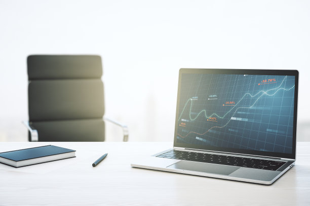 现代计算机显示器与抽象的创意统计数据全息图，统计和分析的概念。三维渲染图片下载