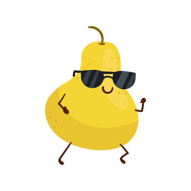 可爱的卡通梨人物表情贴纸在白色背景图片下载