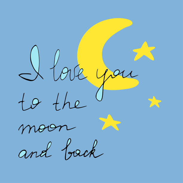 情人节假期模板。有月亮和星星的浪漫主义者的引用模板的矢量插图。可以把它用作贺卡、应用程序、横幅设计，甚至是网站。图片下载