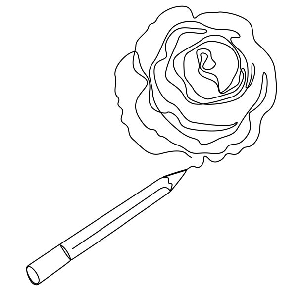 用铅笔画的Rose的连续线条。细线插图矢量概念。轮廓图创意。图片下载