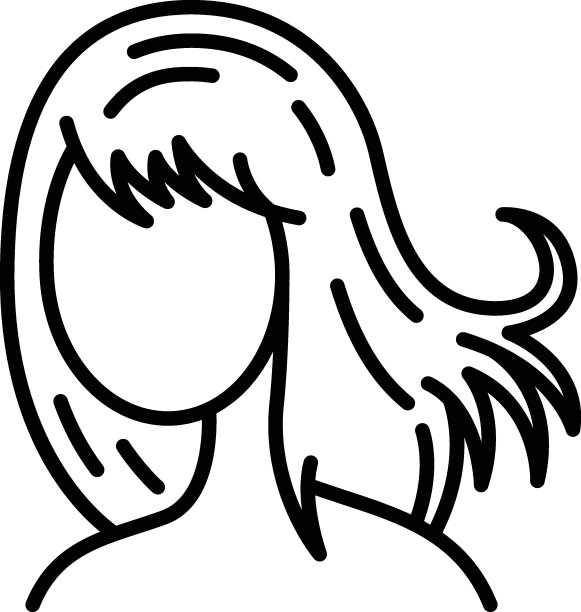 中等层次的发型概念，美丽的脸型看起来高挑切割矢量线图标设计，美容和个人护理符号，美容皮肤病学标志，身体美学股票插图图片下载