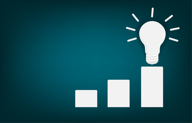 朝着目标和成就工作的创意概念和步骤明亮的白色灯泡矢量和步骤在黑暗的背景。图片下载