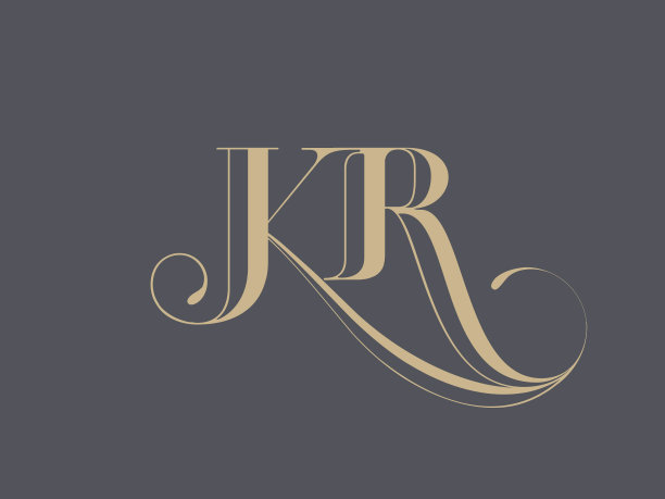 KR字母标志。大写装饰旋涡衬线字母r，字母k签名图标。豪华风格抽象字母首字母。图片下载