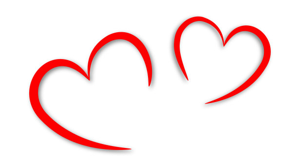 简单的心形画情人节或爱的概念图片下载