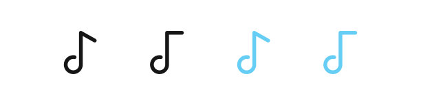音符图标。声音符号。乐器旋律符号。歌曲符号。交响乐图标。黑色和蓝色。矢量符号。图片下载