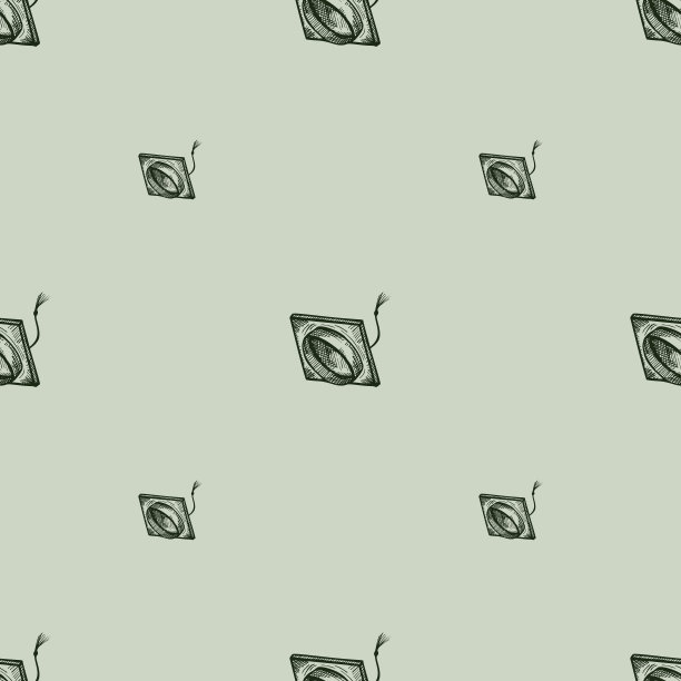 毕业生帽子上刻着无缝图案。手绘风格的复古元素教育。素描纹理的织物，墙纸，纺织品，印刷，标题，包装纸。矢量插图。图片下载