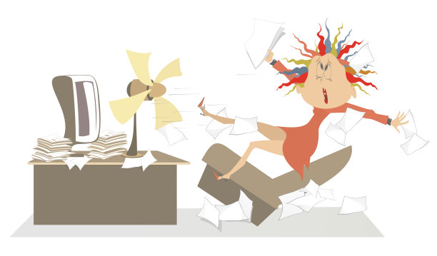 办公室，女商人，大桌子风扇图片下载