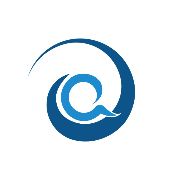 字母，粗体标志。公司签名图标。蓝色小写字母。圆形框架。图片下载