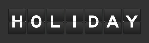 黑色模拟翻转板与字假日在灰色背景图片下载