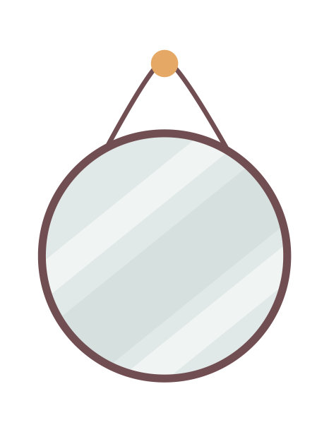 现代墙圆装饰墙镜平面图标图片下载