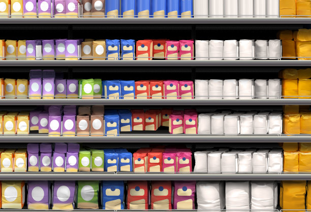 超市货架上的面粉图片下载