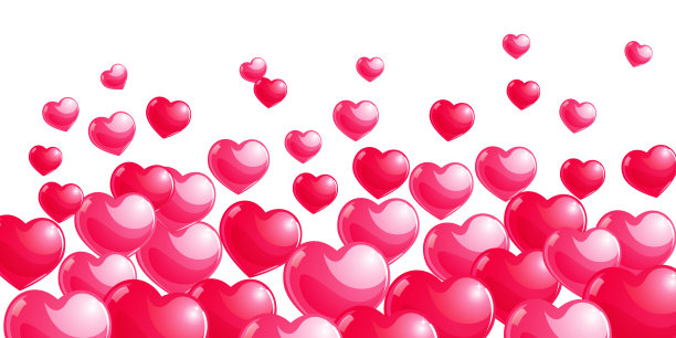 波浪爱心插图-情人节设计横幅图片下载