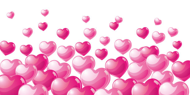 波浪爱心插图-情人节设计横幅图片下载