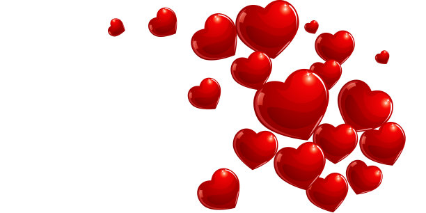 波浪爱心插图-情人节设计横幅图片下载