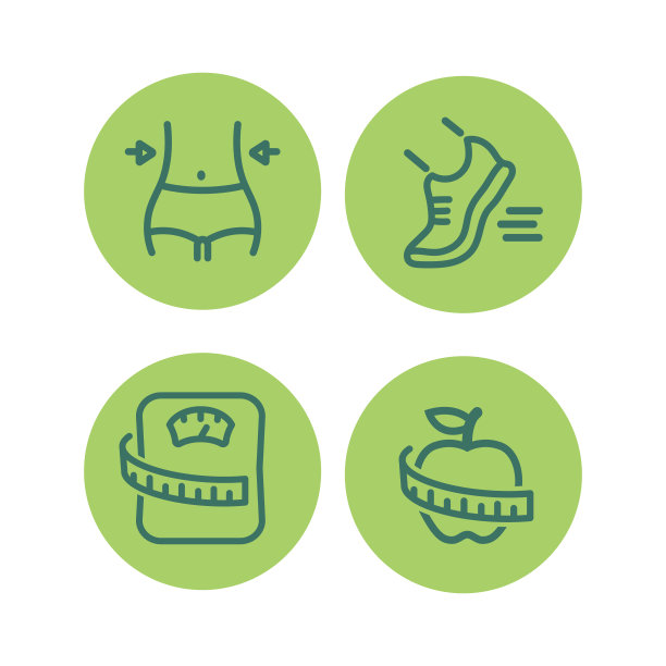 线性图标减肥，减肥，运动训练。图片下载