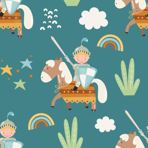 图案马背上拿着剑的小骑士图片下载