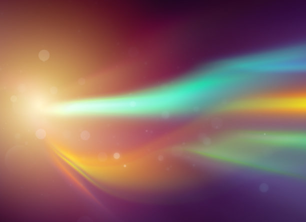 抽象的背景与彩色光波和金色闪光的光图片下载